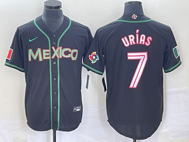 Men 2023 World Cub Mexico #7 Urias Black white Nike MLB Jersey46->more jerseys->MLB Jersey